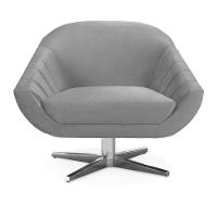 Kit 02 Poltronas Giratória Giovana Veludo Base Cromada Cinza - 9