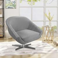 Kit 02 Poltronas Giratória Giovana Veludo Base Cromada Cinza - 13