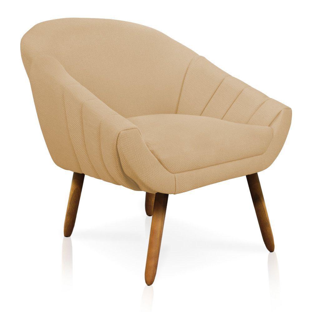 Kit 01 Namoradeira 02 Lugares E 02 Poltronas Giovana Linho Areia A27 Pés Palito Castanho - 5