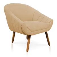 Kit 01 Namoradeira 02 Lugares E 02 Poltronas Giovana Linho Areia A27 Pés Palito Castanho - 5