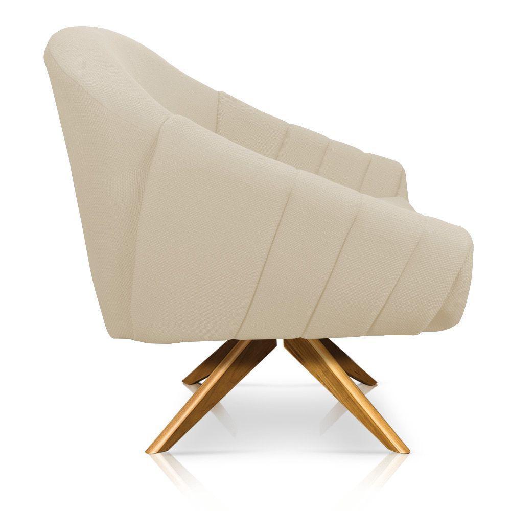 Kit 02 Poltronas Giratória Giovana Linho A19 Grosso Bege - 4