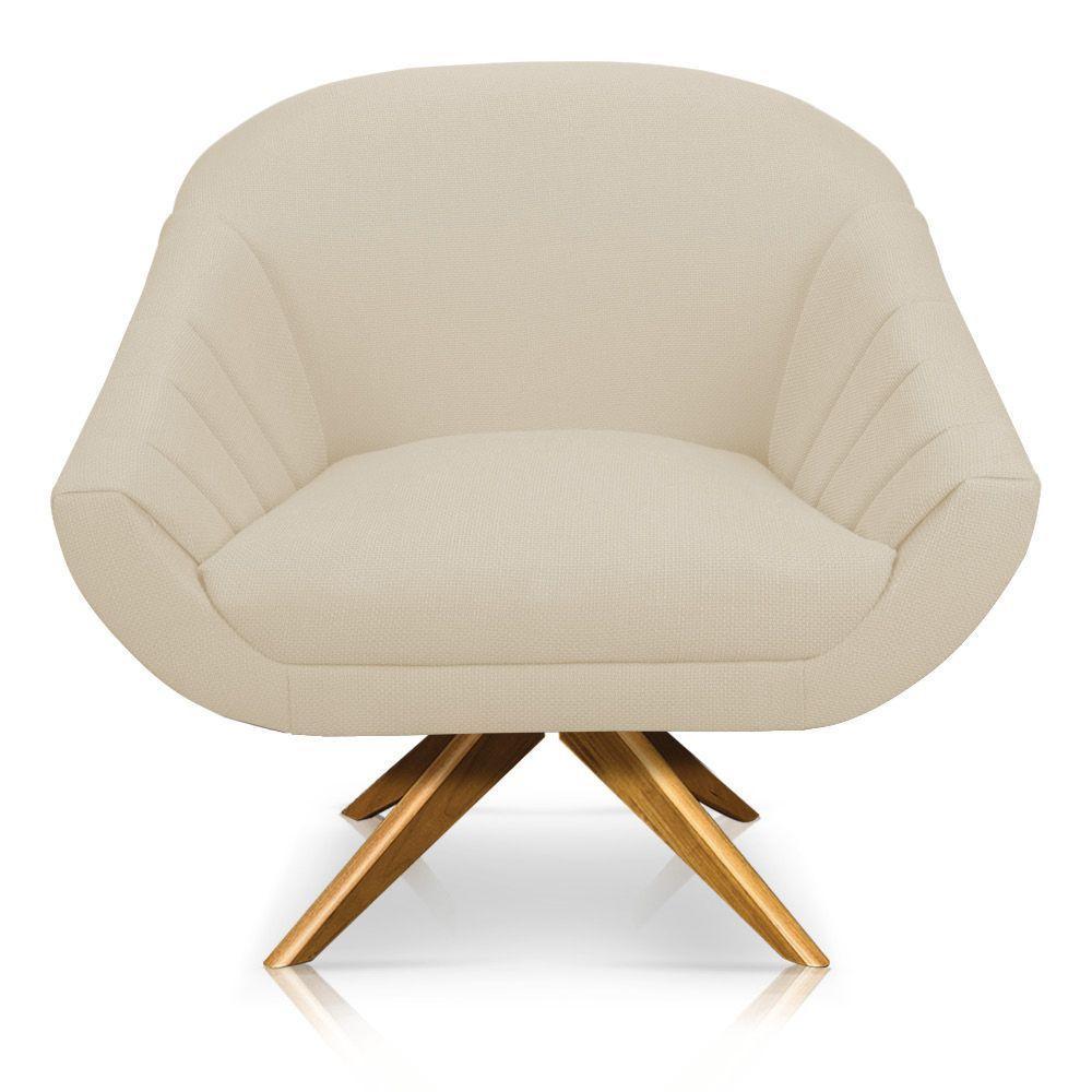 Kit 02 Poltronas Giratória Giovana Linho A19 Grosso Bege - 5