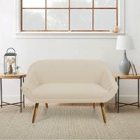 Kit 01 Namoradeira 02 Lugares E 02 Poltronas Giovana Linho Grosso Bege A19 Pés Palito Castanho - 8