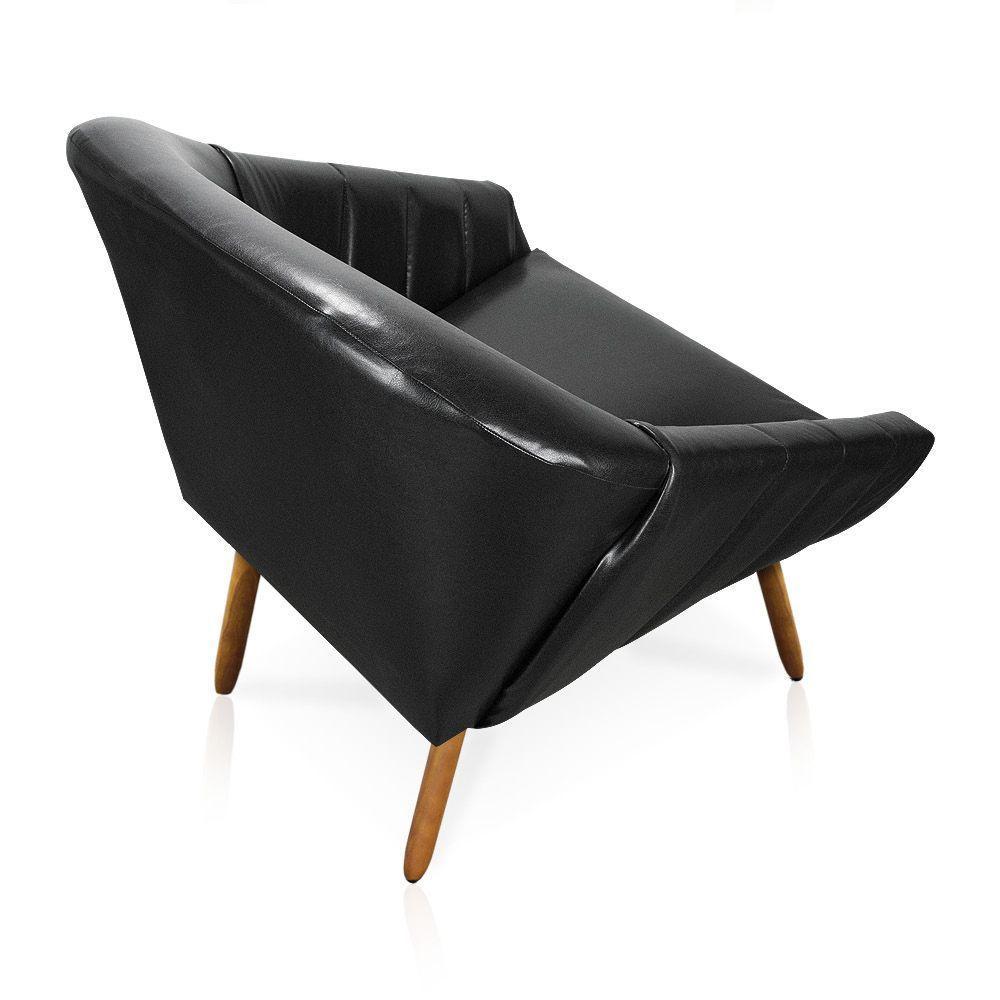 Kit 01 Namoradeira 02 Lugares E 02 Poltronas Giovana Corano Preto Pés Palito Castanho - 5