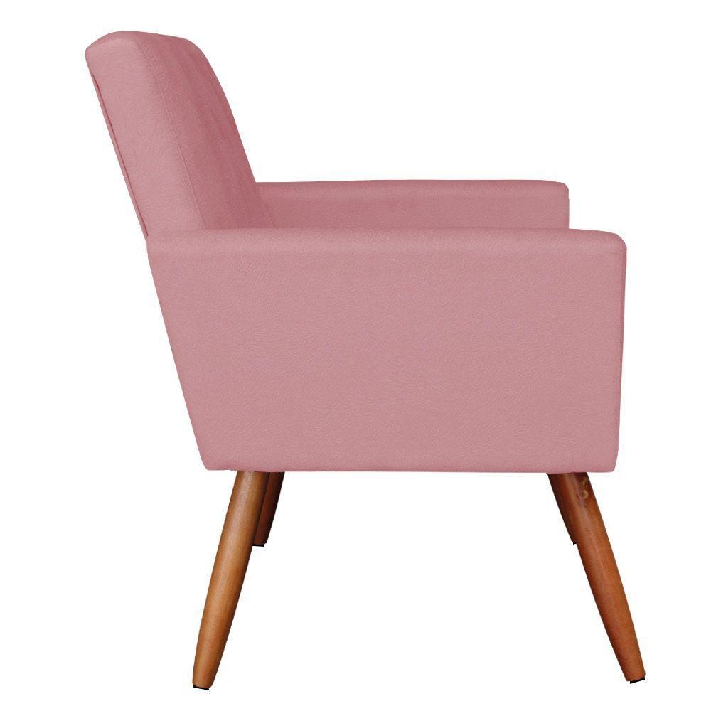 Poltrona Nina Suede Pés Palito Castanho - Pallazio Cor Rosê - 4
