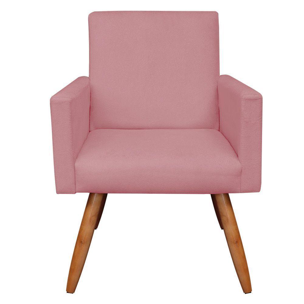 Poltrona Nina Suede Pés Palito Castanho - Pallazio Cor Rosê - 5