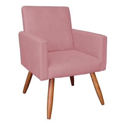 Poltrona Nina Suede Pés Palito Castanho - Pallazio Cor Rosê