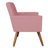 Poltrona Nina Suede Pés Palito Castanho - Pallazio Cor Rosê - 7