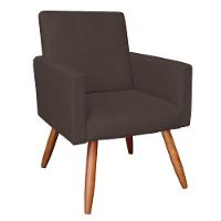 Poltrona Nina Suede Pés Palito Castanho - Pallazio Cor Marrom - 1