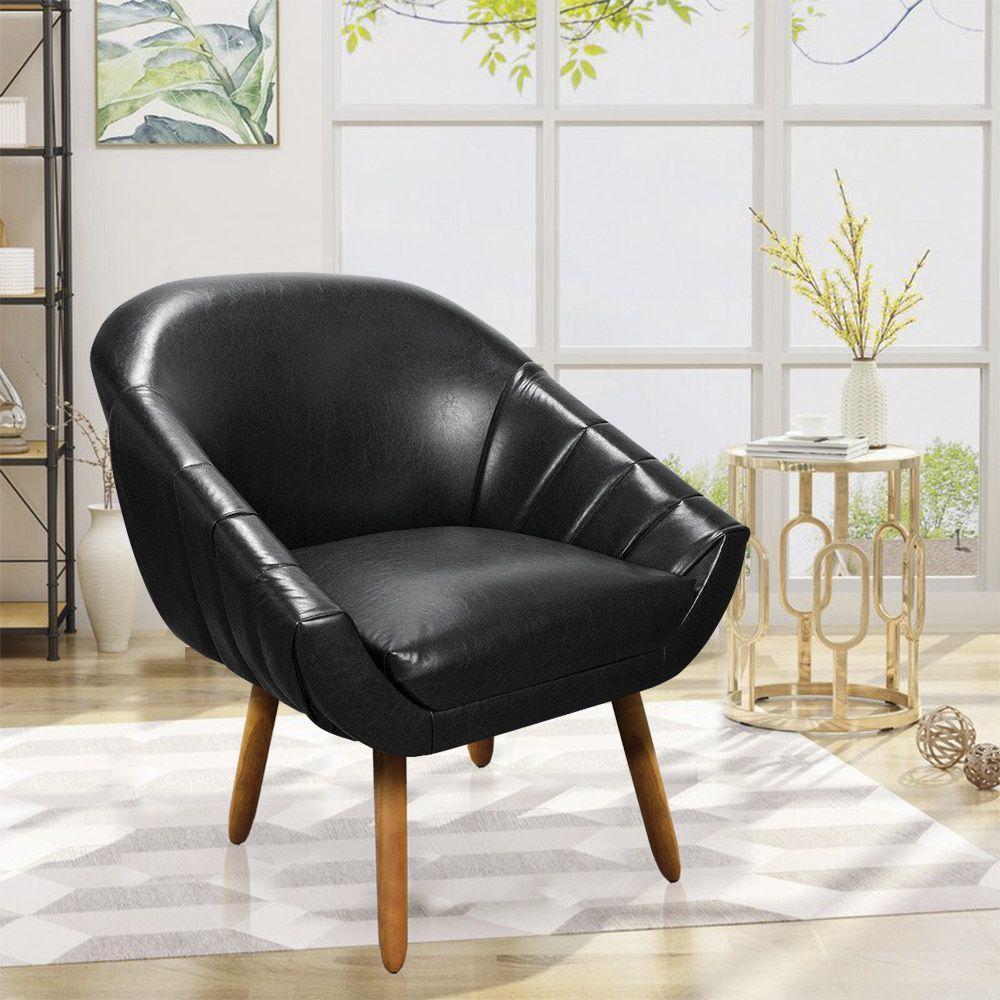 Kit 01 Namoradeira 02 Lugares E 01 Poltrona Giovana Corano Preto Pés Palito Castanho - 7