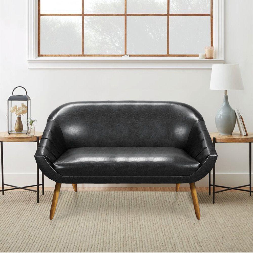 Kit 01 Namoradeira 02 Lugares E 01 Poltrona Giovana Corano Preto Pés Palito Castanho - 8