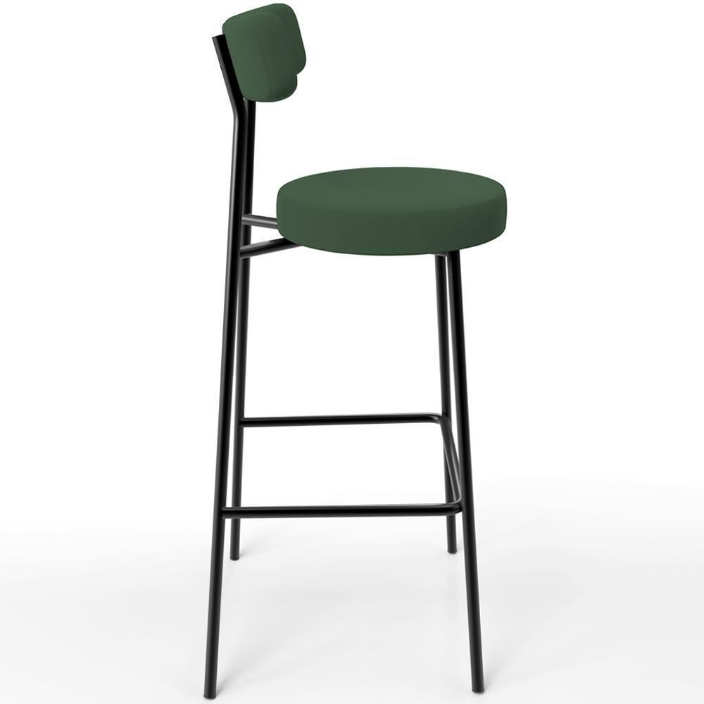 Kit 05 Banquetas Alta Bar Cozinha Sala De Jantar Estrutura Em Aço Milão F01 Suede Verde Musgo - 4