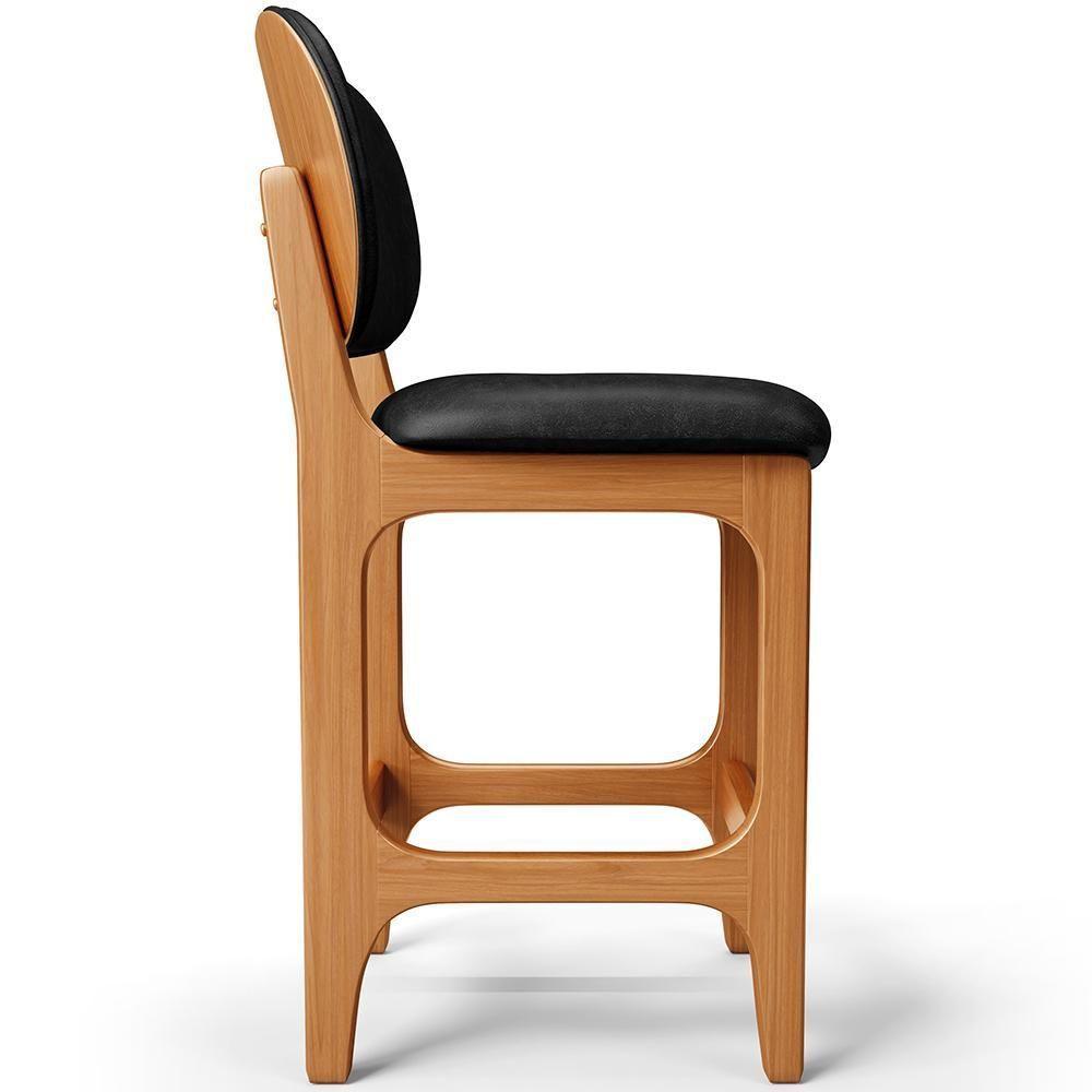 Kit 04 Banquetas Baixa Bar Cozinha E Sala De Jantar Fixa Betta L02 Imbuia Couríssimo Preto - 3