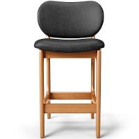 Kit 04 Banquetas Baixa Bar Cozinha E Sala De Jantar Fixa Betta L02 Imbuia Couríssimo Preto