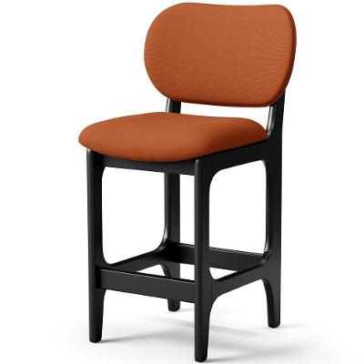 Banqueta Baixa Betta L02 Assento em Tecido Base Fixa com Encosto Terracota Cozinha