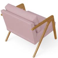 Kit 03 Poltronas Pietra Estrutura De Madeira L02 Suede Rosê - 2