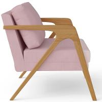 Kit 03 Poltronas Pietra Estrutura De Madeira L02 Suede Rosê - 3