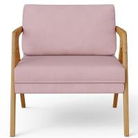 Kit 03 Poltronas Pietra Estrutura De Madeira L02 Suede Rosê