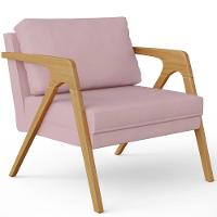 Kit 03 Poltronas Pietra Estrutura De Madeira L02 Suede Rosê - 7