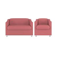 Kit Poltrona Tilla Recepção + Namoradeira Sala, Quarto Suede rosa - 1