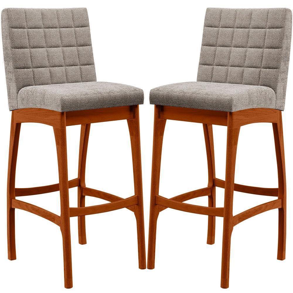 Kit 02 Banquetas Altas Cozinha Mila B04 Bouclê Bege - 1