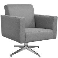 Kit 02 Poltronas Base Giratória Helô L02 Linho Cinza Escuro - 5