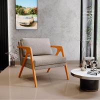 Kit 03 Poltronas Pietra Estrutura De Madeira L02 Linho Bege - 8