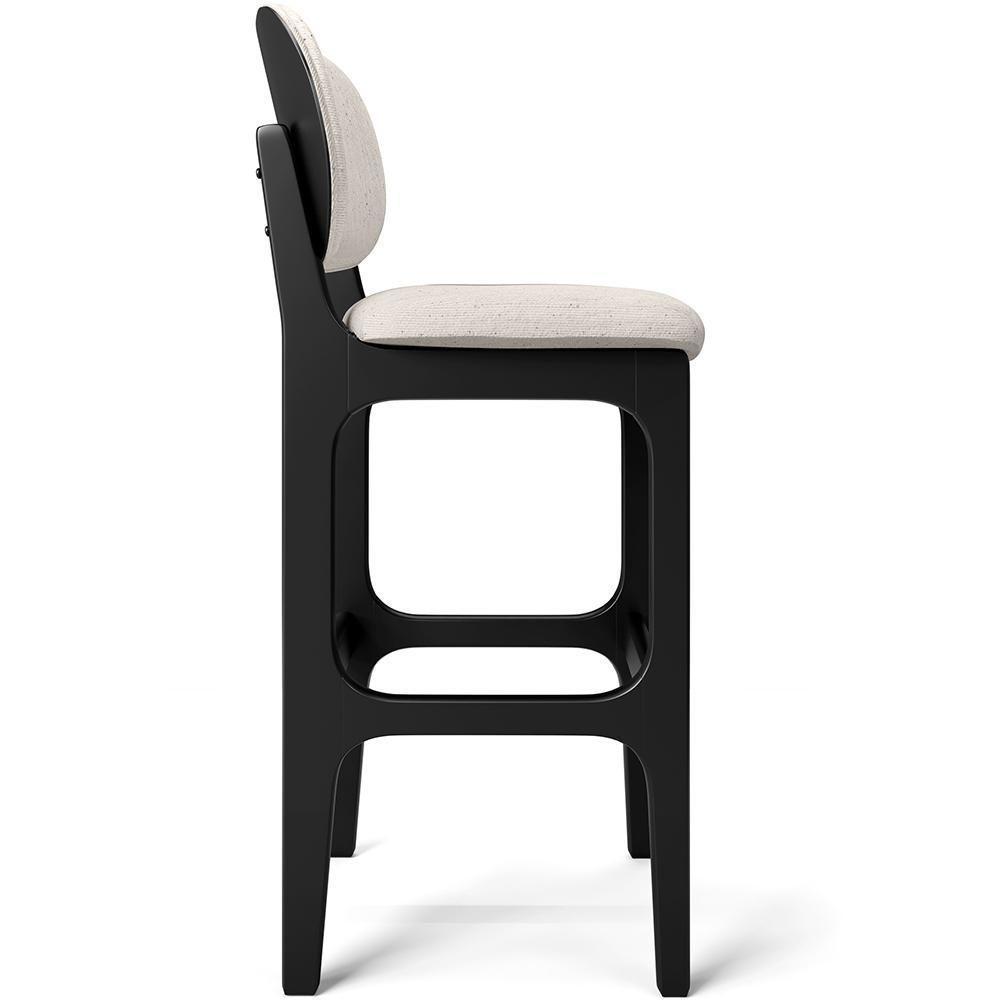 Kit 4 Banquetas Alta Betta Preto Linho Cru - 3