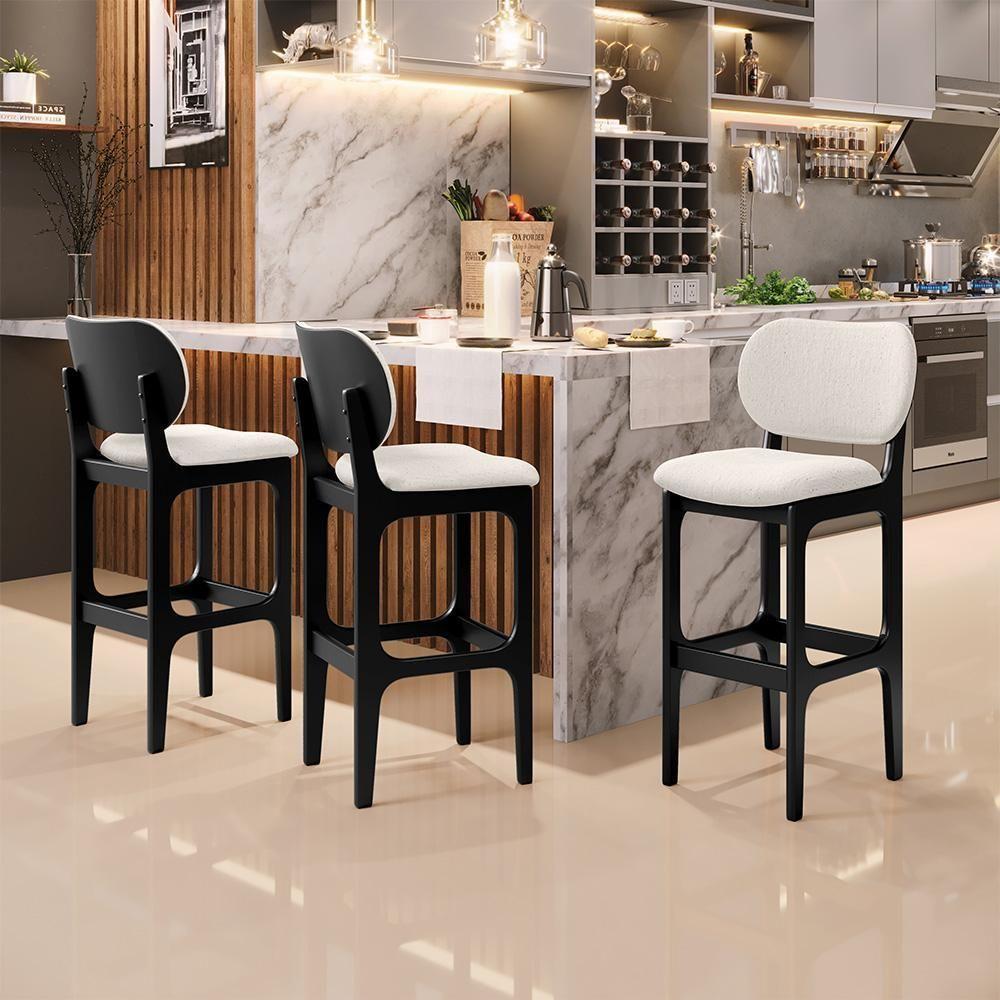 Kit 4 Banquetas Alta Betta Preto Linho Cru - 8