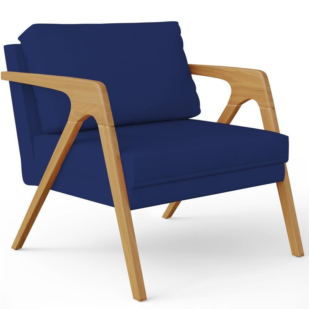 Kit 02 Poltronas Pietra L02 Suede Azul Marinho - 7