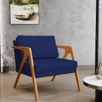 Kit 02 Poltronas Pietra L02 Suede Azul Marinho - 8