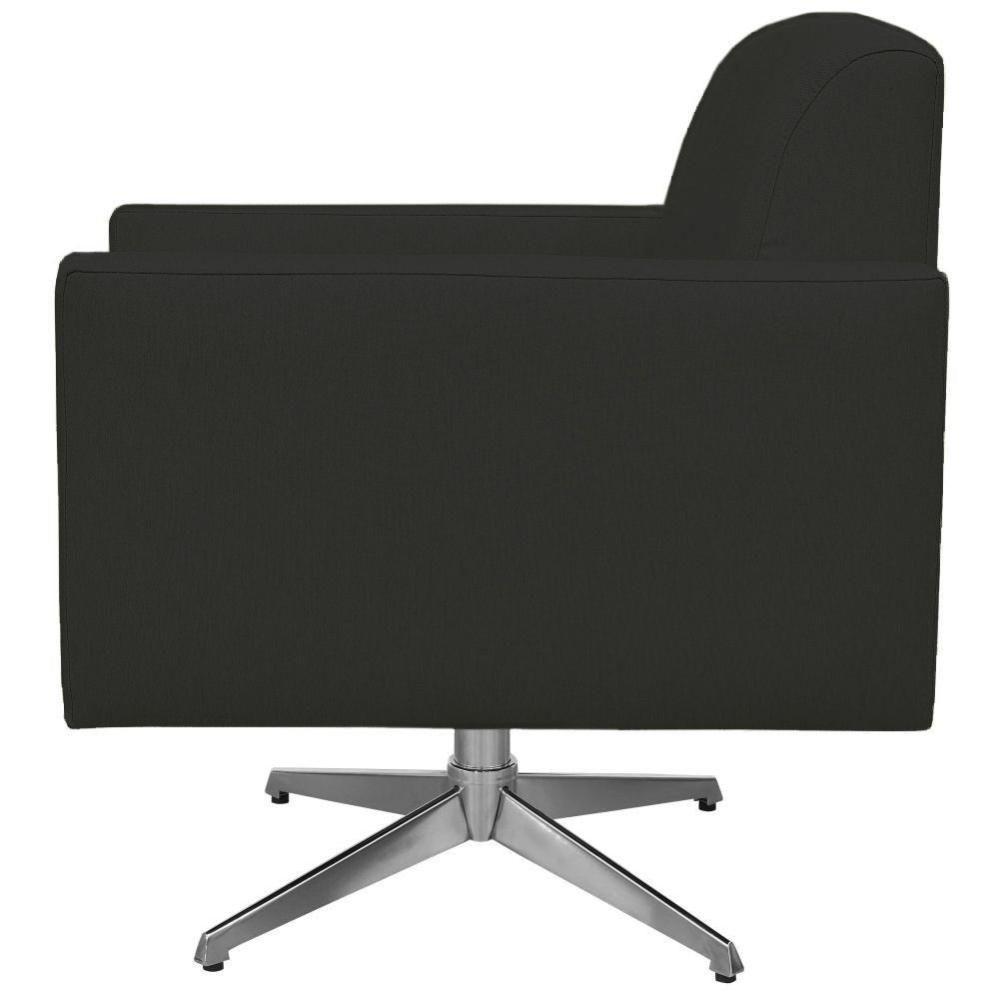 Kit 02 Poltronas Base Giratória Suede Preto - 3