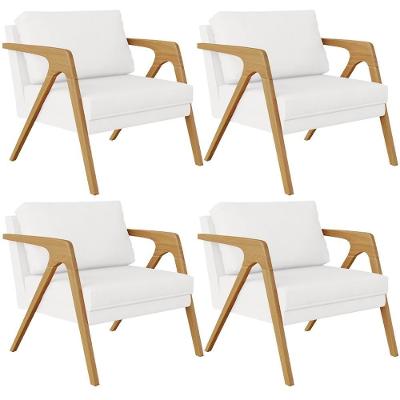 Kit 04 Poltrona Decorativa Pietra L02 Corano Branco Lyam Decor