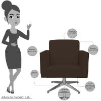 Kit 02 Poltronas Base Giratória Suede Marrom - 7