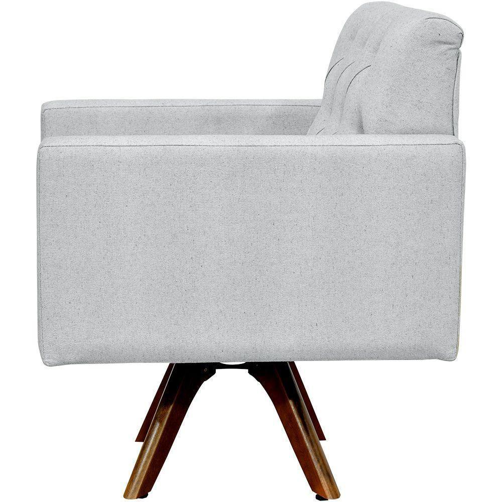 Kit 02 Poltronas Giratórias Manu L02 Capitonê Linho Cinza - 2