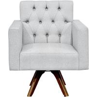 Kit 02 Poltronas Giratórias Manu L02 Capitonê Linho Cinza - 5