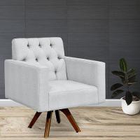 Kit 02 Poltronas Giratórias Manu L02 Capitonê Linho Cinza - 8