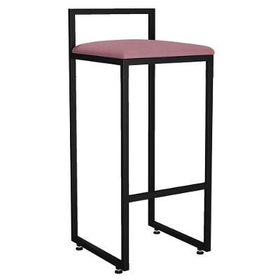 Banqueta Alta Cozinha De Jantar Hanna L02 Preto Suede Rosê