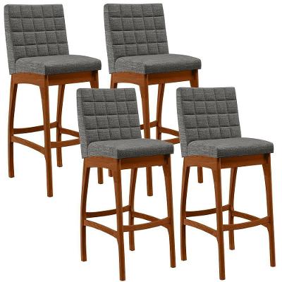 Kit 04 Banquetas Altas Mila Linho Cinza Escuro