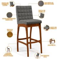 Kit 04 Banquetas Altas Mila Linho Cinza Escuro - 7