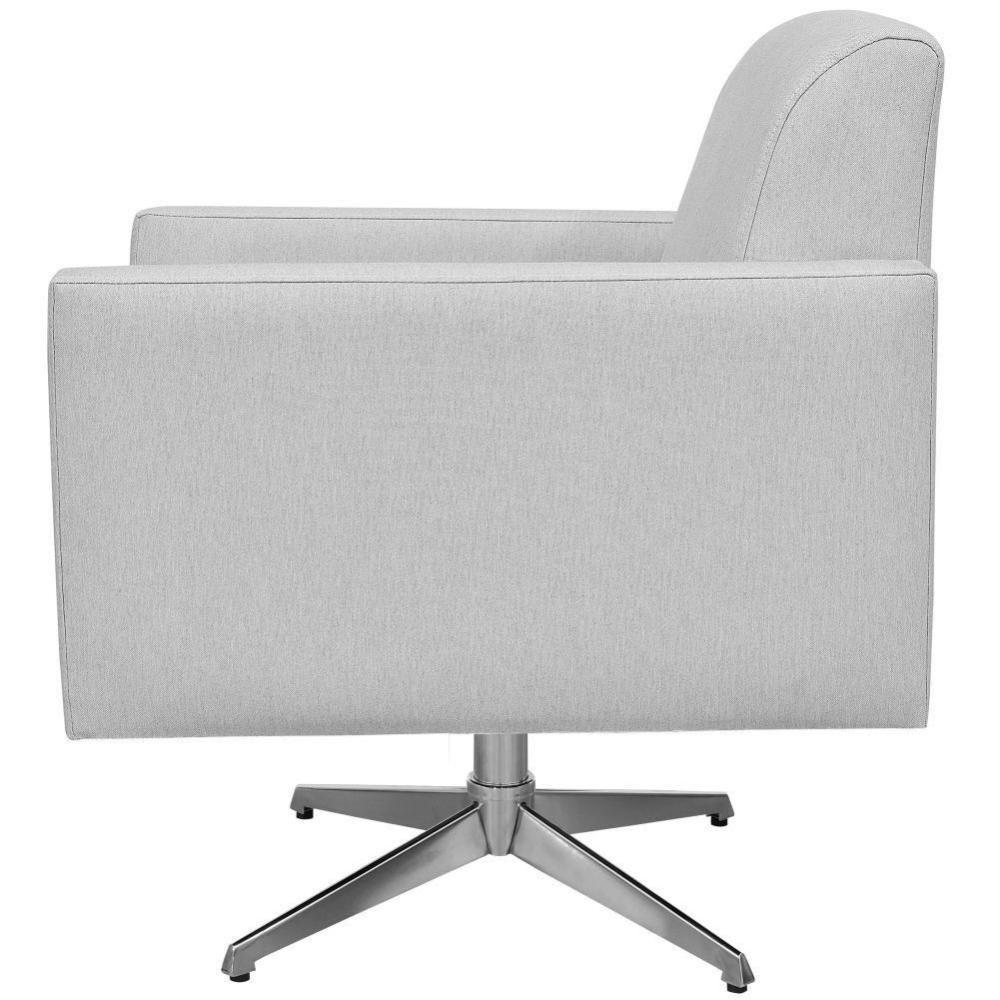 Kit 02 Poltronas Base Giratória Linho Cinza - 4