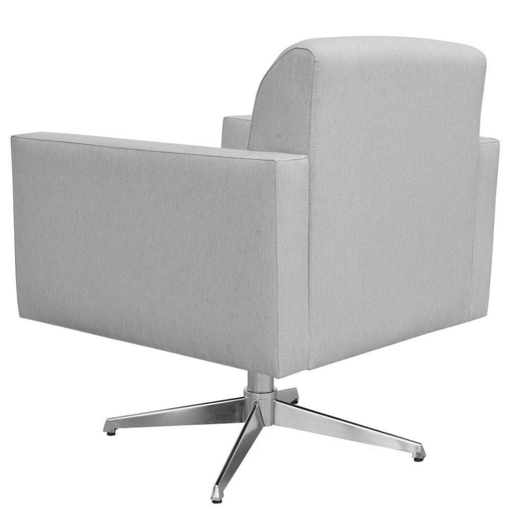Kit 02 Poltronas Base Giratória Linho Cinza - 5