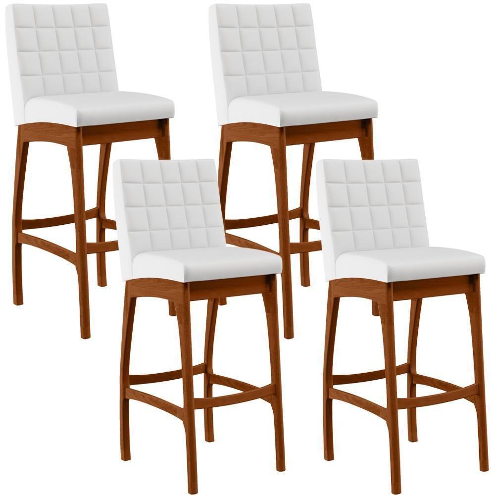 Kit 04 Banquetas Altas Cozinha Mila B04 Facto Branco Fosco - 1