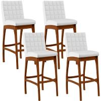 Kit 04 Banquetas Altas Cozinha Mila B04 Facto Branco Fosco - 1