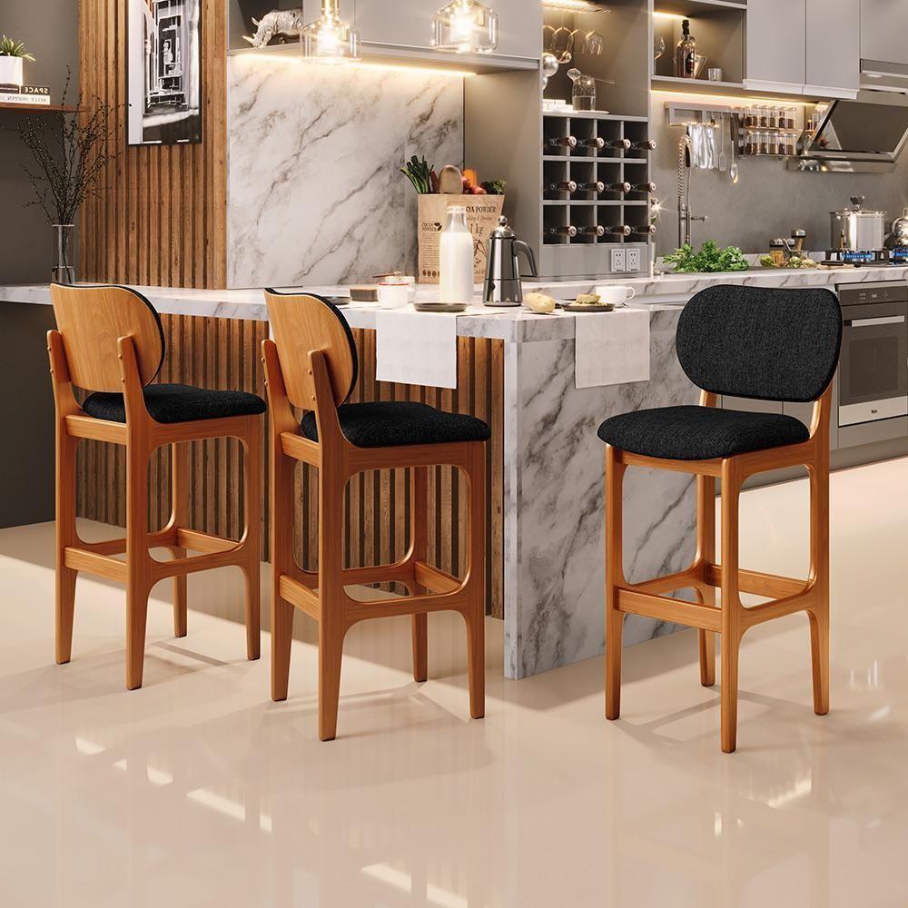 Banqueta Alta Bar Cozinha Betta L02 Imbuia Chumbo - 8