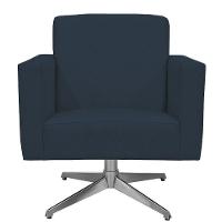 Kit 02 Poltronas Base Giratória Suede Azul Marinho