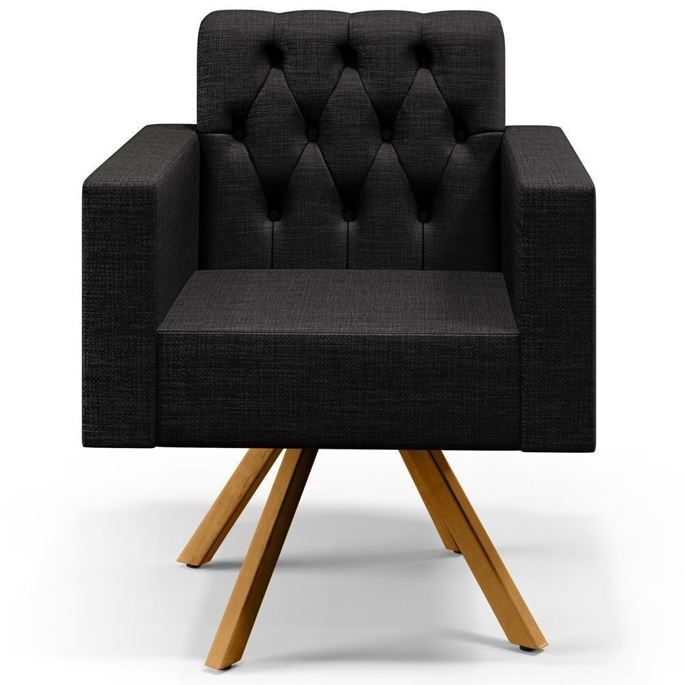 Kit 02 Poltronas Giratórias Manu L02 Capitonê Linho Chumbo - 2