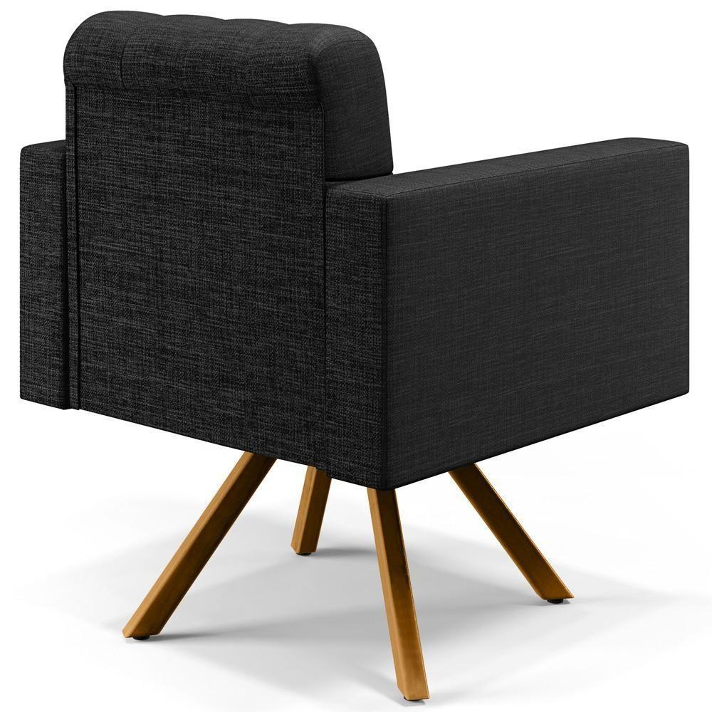 Kit 02 Poltronas Giratórias Manu L02 Capitonê Linho Chumbo - 5