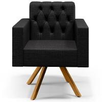 Kit 02 Poltronas Giratórias Manu L02 Capitonê Linho Chumbo - 2