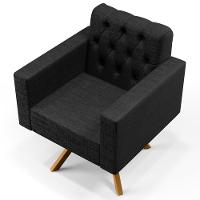 Kit 02 Poltronas Giratórias Manu L02 Capitonê Linho Chumbo